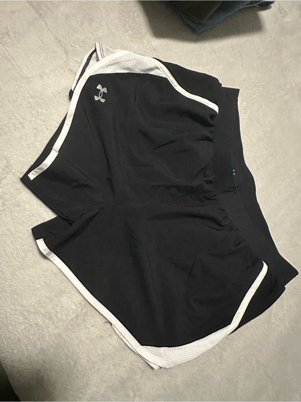 Under Armour Black Athletic Shorts with White Trim
